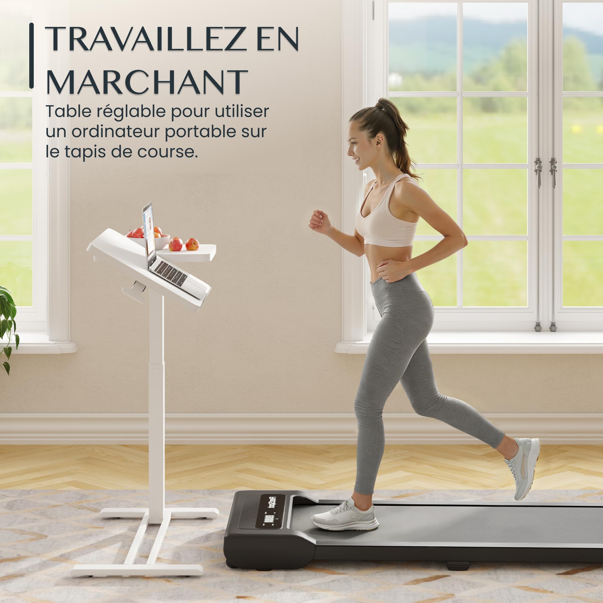 FLEXISPOT Mobilny stolik do łóżka z 4 ukrytymi kółkami – biurko z regulacją wysokości 65-105 cm, blat 80 x 40 cm, obciążenie 70 kg, stolik boczny do laptopa, sypialni, salonu lub sofy (biały)