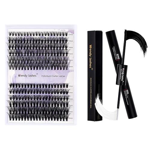 Pestañas individuales en racimo 30D40D longitud mixta de 0472-0630in y pegamento de sellado para racimos de pestañas uso personal en casa