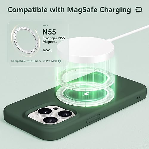 Miniatura 2 de GONEZ Funda de Silicona para iPhone 15 Pro Max, Compatible con Magsafe, Protector de Cámara + Protector de Pantalla, Forro de Microfibra Suave