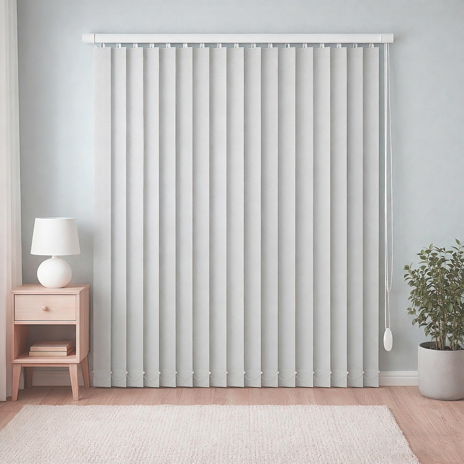 Cordless Blackout Vertical Blinds for Sliding Glass Doors 51" 55" 59" 63" 68" 71" 78" 83" 88" Light Filtering Indoor Window Blind & Modern Room Divider Patio Blinds, Gray(92" W x 106" H)