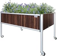 Vista 1 de Foreman Raised Garden Bed on Wheels – Weather-Resistant Raised Garden Bed (48" x 24" x 32") with Drainage, Ideal Raised Garden Bed for Vegetables &
