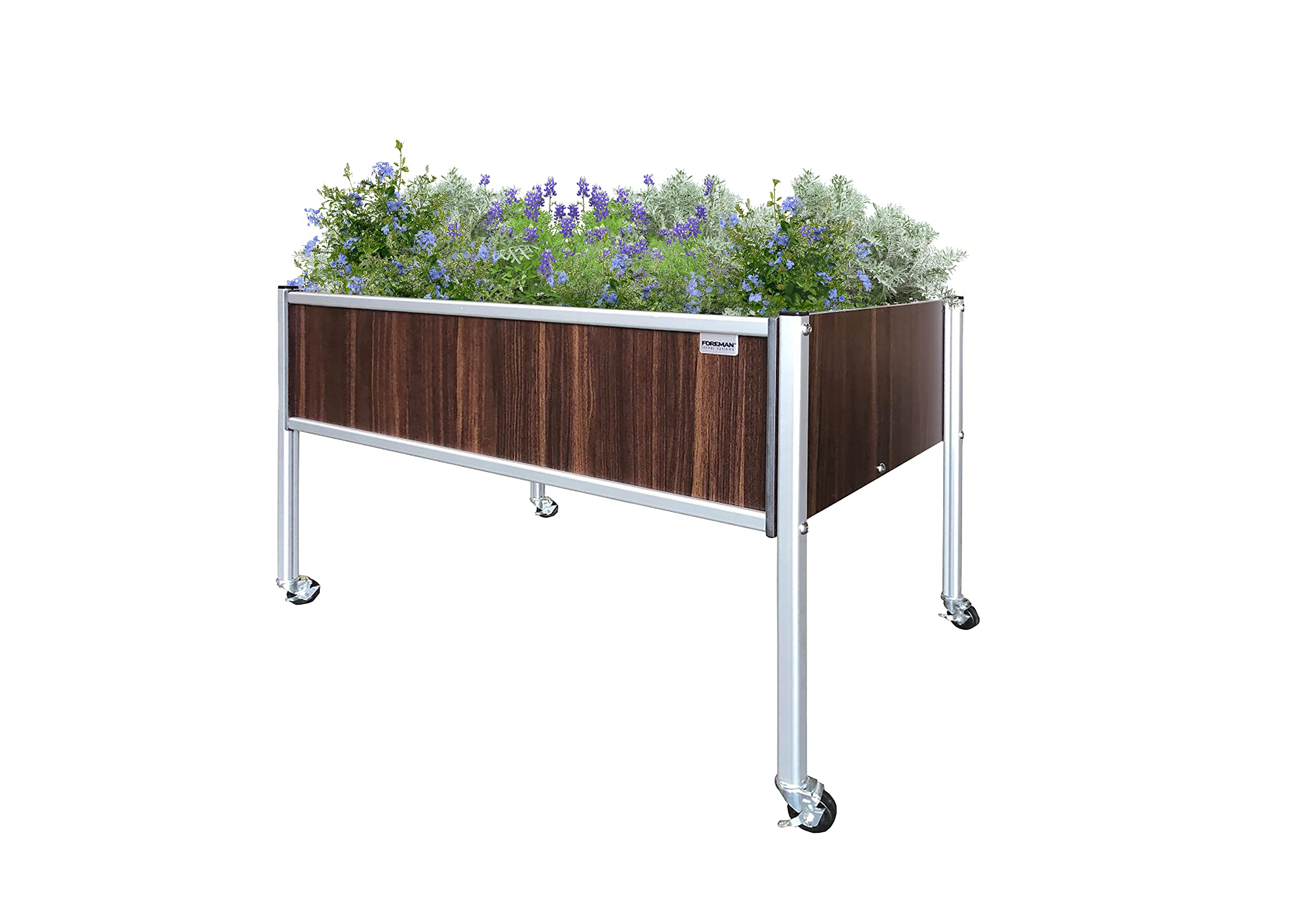 Foreman Raised Garden Bed with Aluminum Legs, Lockable Caster Wheels