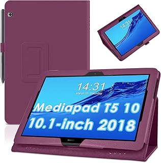 Tablet Case for Huawei MediaPad T5 10 (2018), Huawei MediaPad T5 10.1 inch Leather Cover, DETUOSI Multi-Angle Viewing Stand Slim Tablet Cover for Huawei MediaPad T5 10.1 inch 2018 Release #Purple