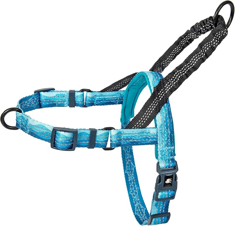 Peitoral Tipo Cabresto Leash Boss No Pull para Cães com Guia Frontal e Traseira, Refletivo, Wave Pattern, Grande