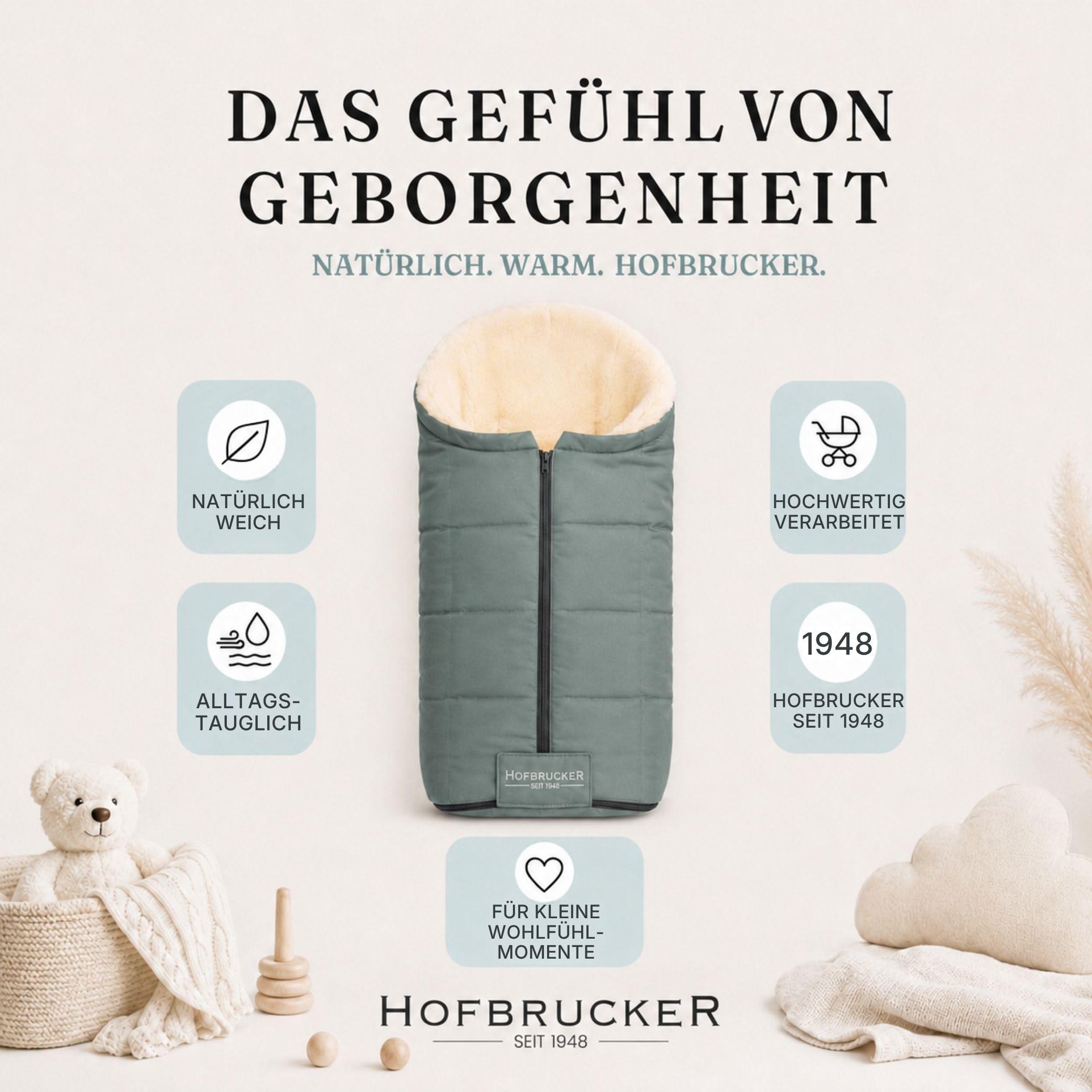 IGLU - Sacco nanna per passeggino, in pelle di agnello, 100% naturale, resistente al vento e all'acqua, universale, prodotto in Germania