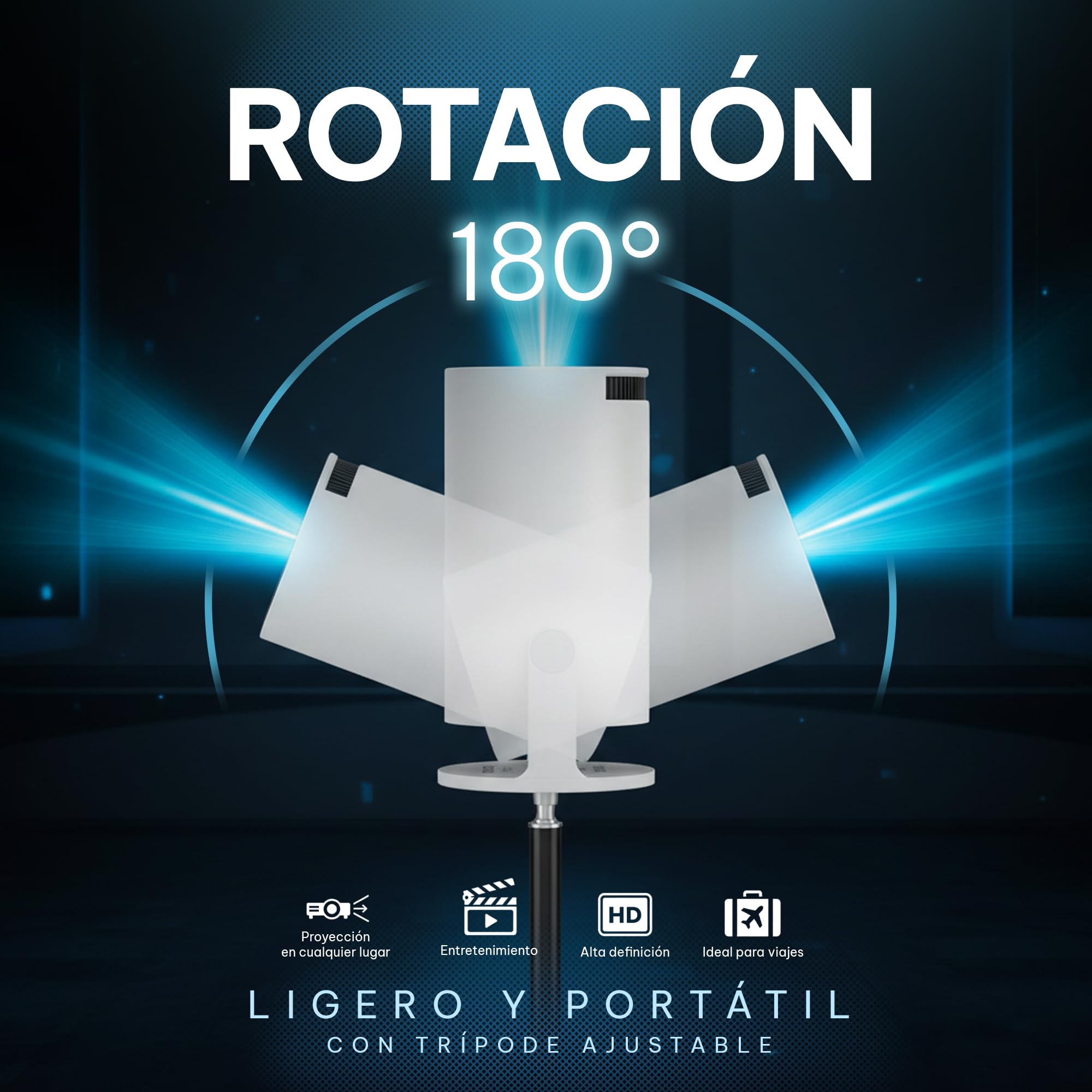Mini Proyector Portátil 4K Full HD 1080P Enfoque Automático con Trípode Incluido
