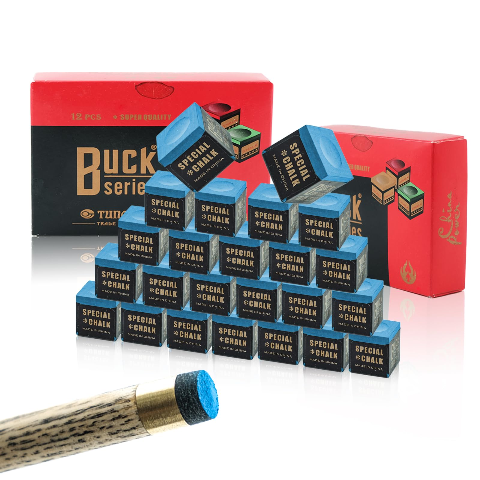 LAIDROC 24Pcs Snooker Pool Chalk, Blue Pool Chalk for Billiards Snooker Cue Tip, High-Grip Pool Cue Chalk Snooker Accessories (24, Blue)