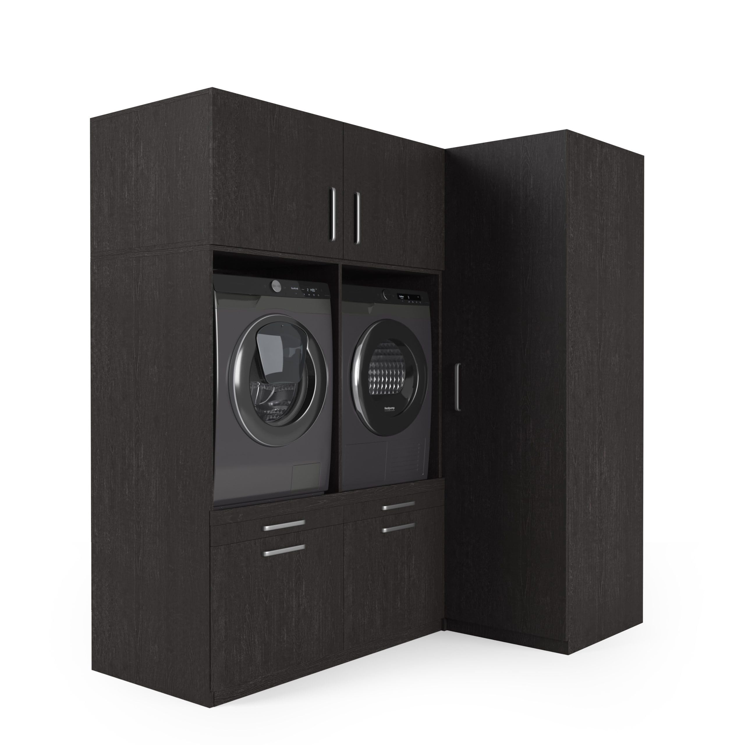 Lavadora Gabinete Bern - Lavadora elevadora - Conversión a máquina - 700(D)*2030(B)*2110(H) mm - Negro - Diseño elegante, que ahorra espacio y ergonómico - Fácil de colocar
