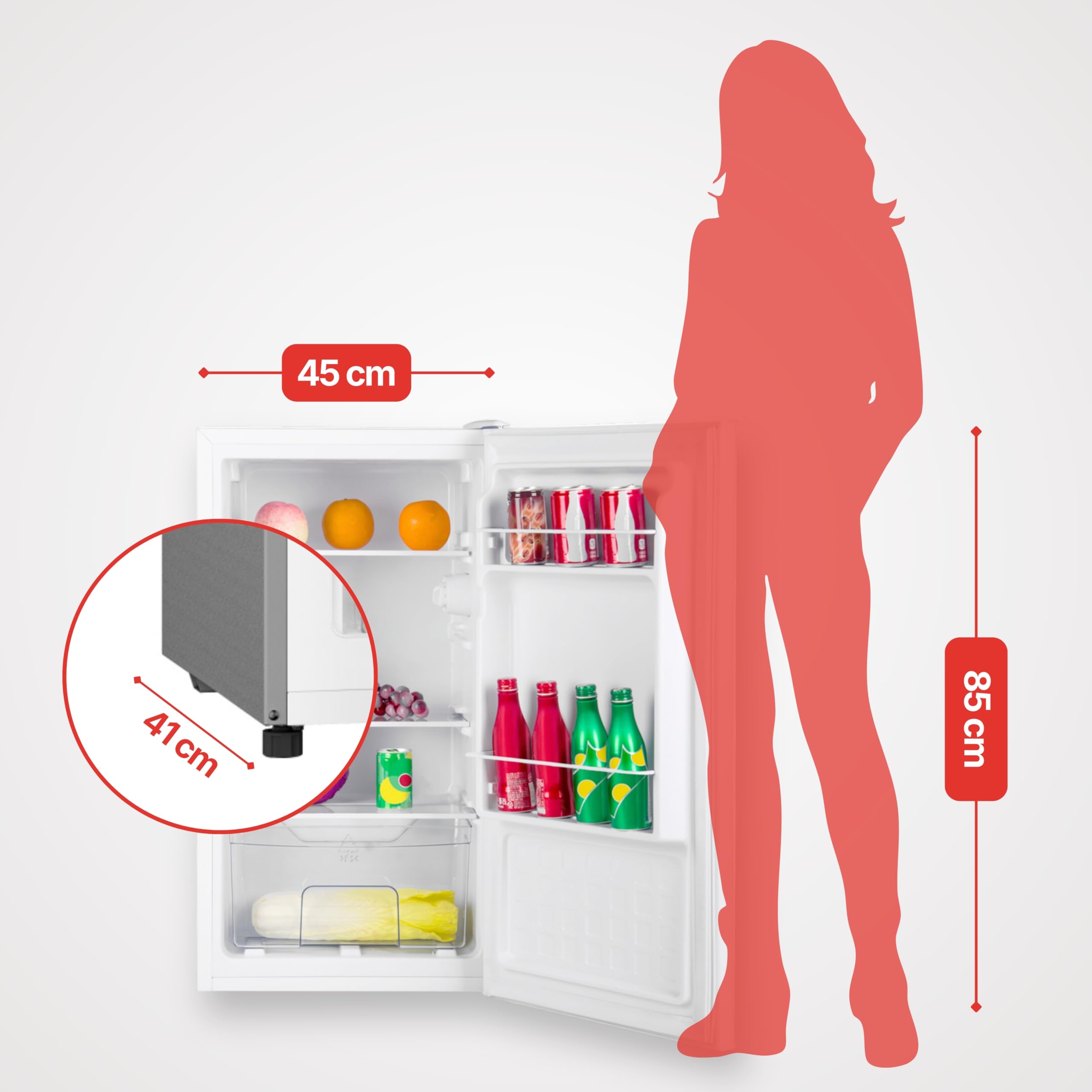 Amica VKS 351 - Frigorifero a stanza, 116 W, 85 cm (altezza) x 45 cm (larghezza) x 41 cm (profondità) / 61 litri/frigorifero a pavimento