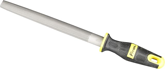 8-Inch T12 Carbon Steel File, Medium Cut, Hardeness HRC65, for Filing Soft Metal, Alumnium, Tin, Copper, Hard Plastic, Hard Wood, Comfort Massage Handle Grip, Premium Quality Metal File (Half Round)