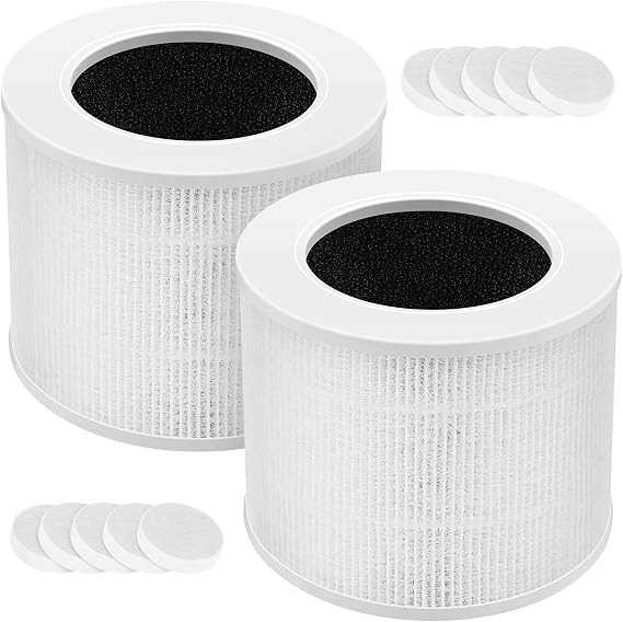 2 Pack Core Mini-RF Replacement Filter for Levoit Core Mini Air Purifier | 3-IN-1 HEPA Filter with High Efficiency Activated Carbon Filter, 2pcs HEPA Filter + 10pcs Aroma Pads