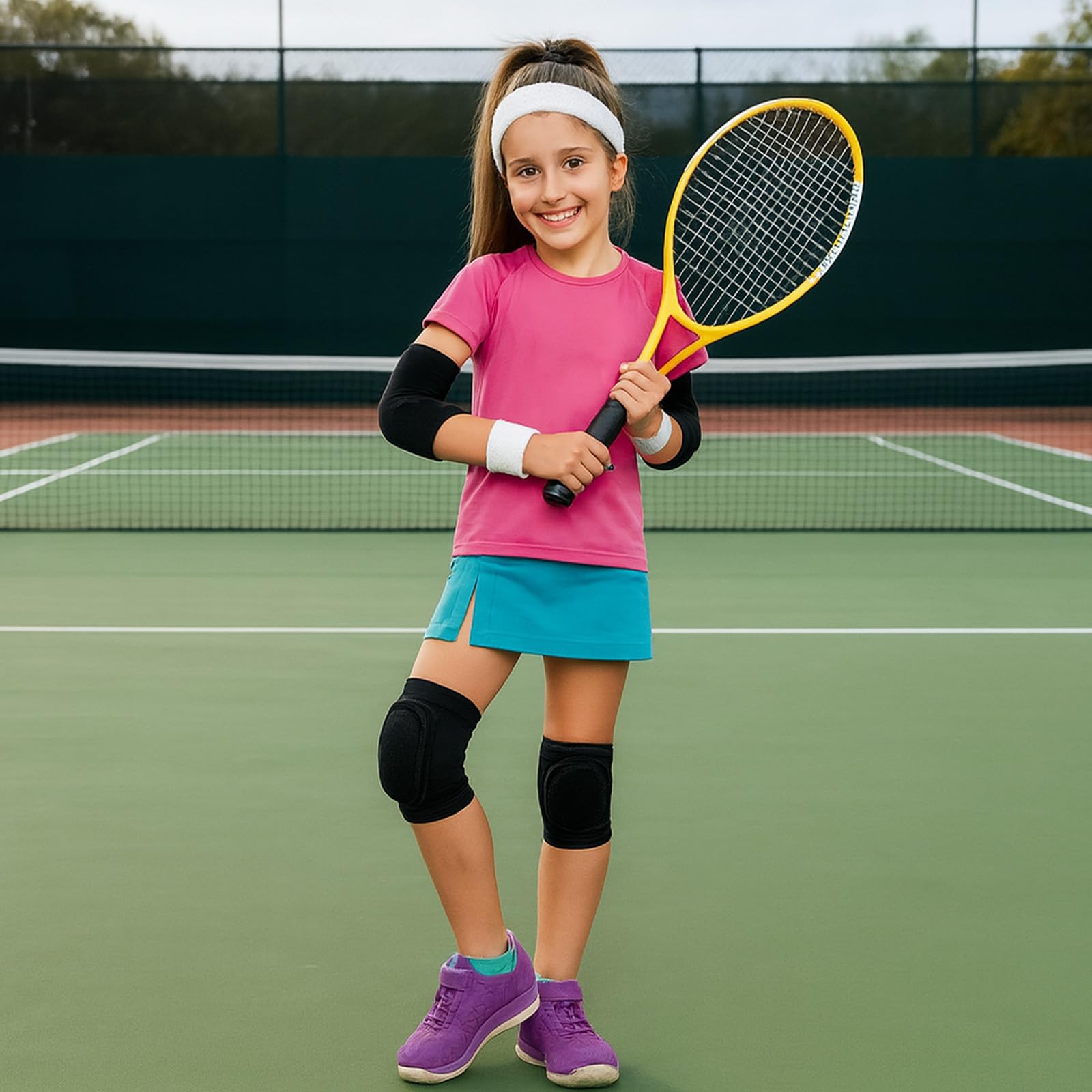 SSKHE Rodilleras elásticas con soporte para codos, mangas transpirables, férula suave, equipo de protección negro completo para voleibol, baile, fútbol, yoga, ciclismo, jogging, tenis