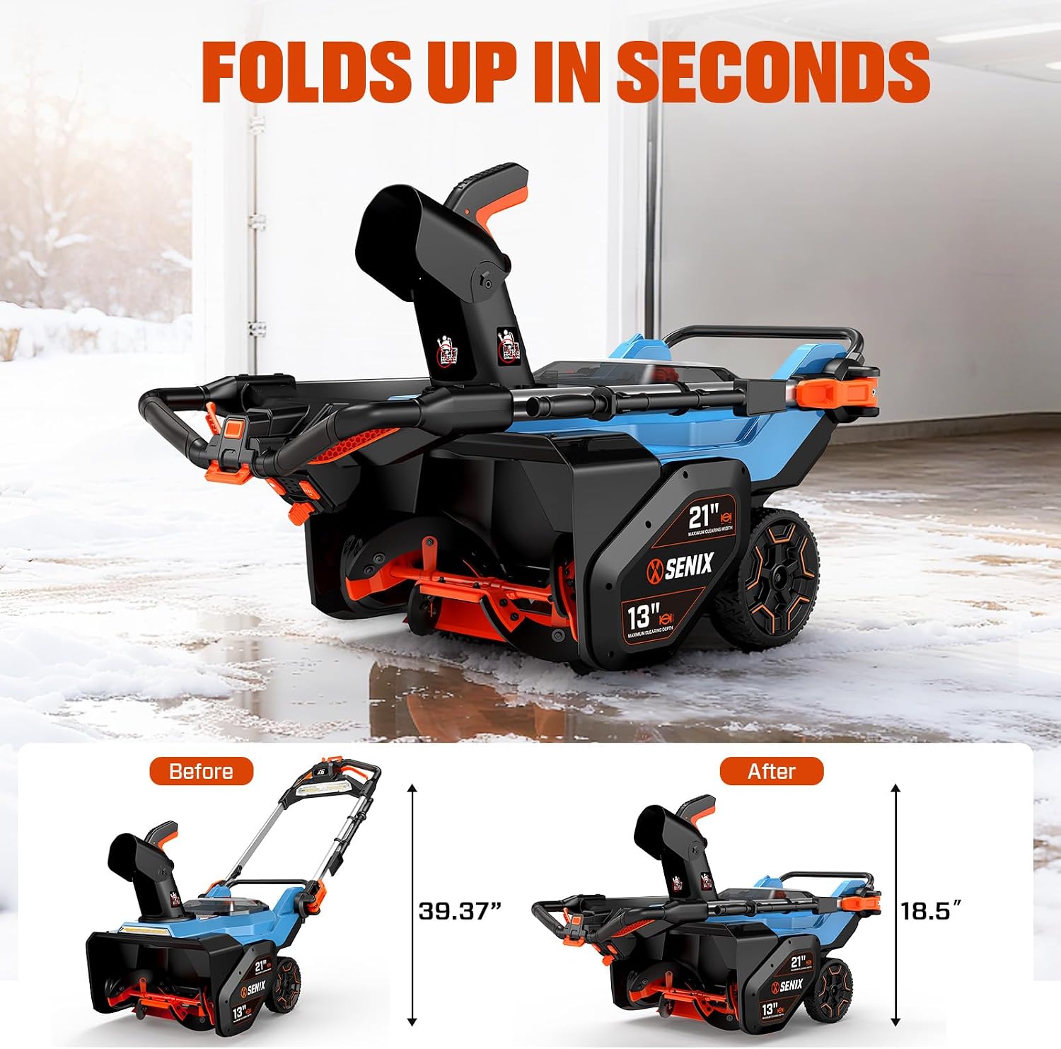 SENIX Snow Blower Folds Up in Seconds