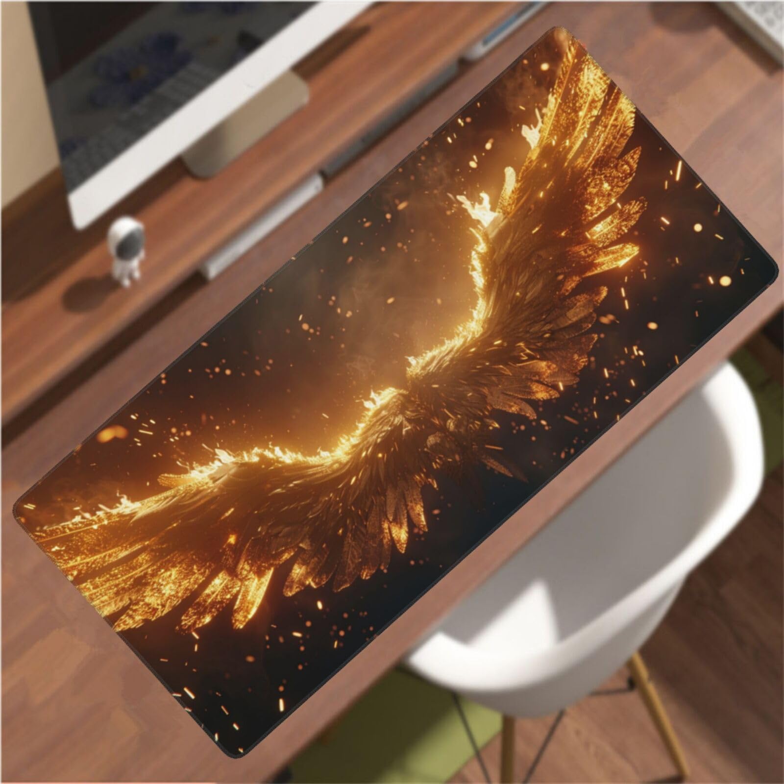 Tapis de Souris XXL 90 x 40 cm, Or & Aile Tapis de Bureau G792
