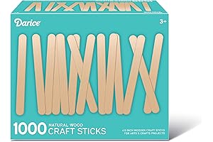 Darice 1000 Pcs Popsicle Sticks, 4.5" Natural Wood Craft Sticks Supplies, Ice-Cream...