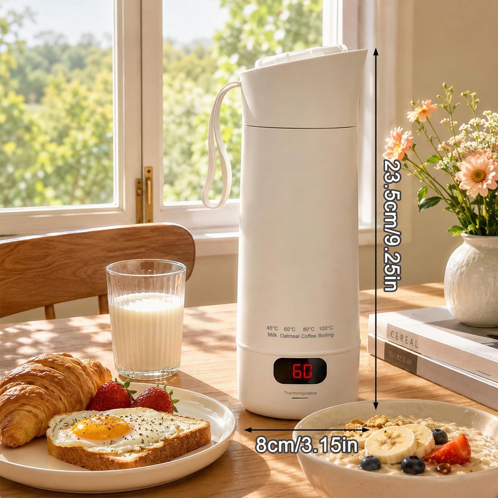 Bollitore da Viaggio, 400ml 300W Bollitore Elettrico Piccolo, Bollitore Portatile con Impostazione Temperatura, Bollitore per Auto, Tazza d'Acqua Elettrica Portatile Mini da Campeggio e Borsa