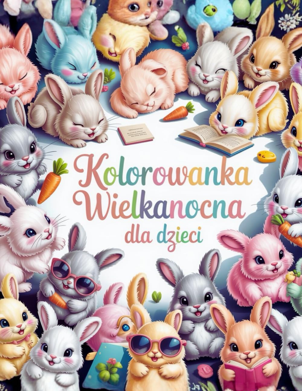 Kolorowanka wielkanocna dla dzieci: Magiczny świat puszystych króliczków – 53prostych obrazków dla dzieci