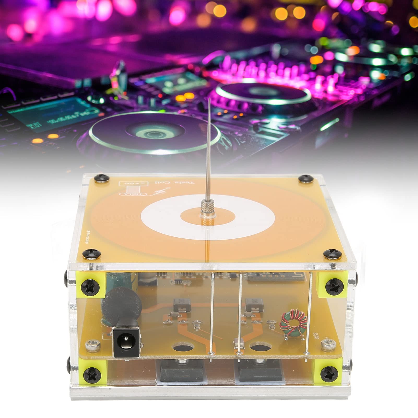 Bobina de de Música, Generador de de Altavoz de Bobina de de Música Multifunción, Altavoz de Plasma Amarillo de Transmisión Inalámbrica Táctil con Luz(EU)