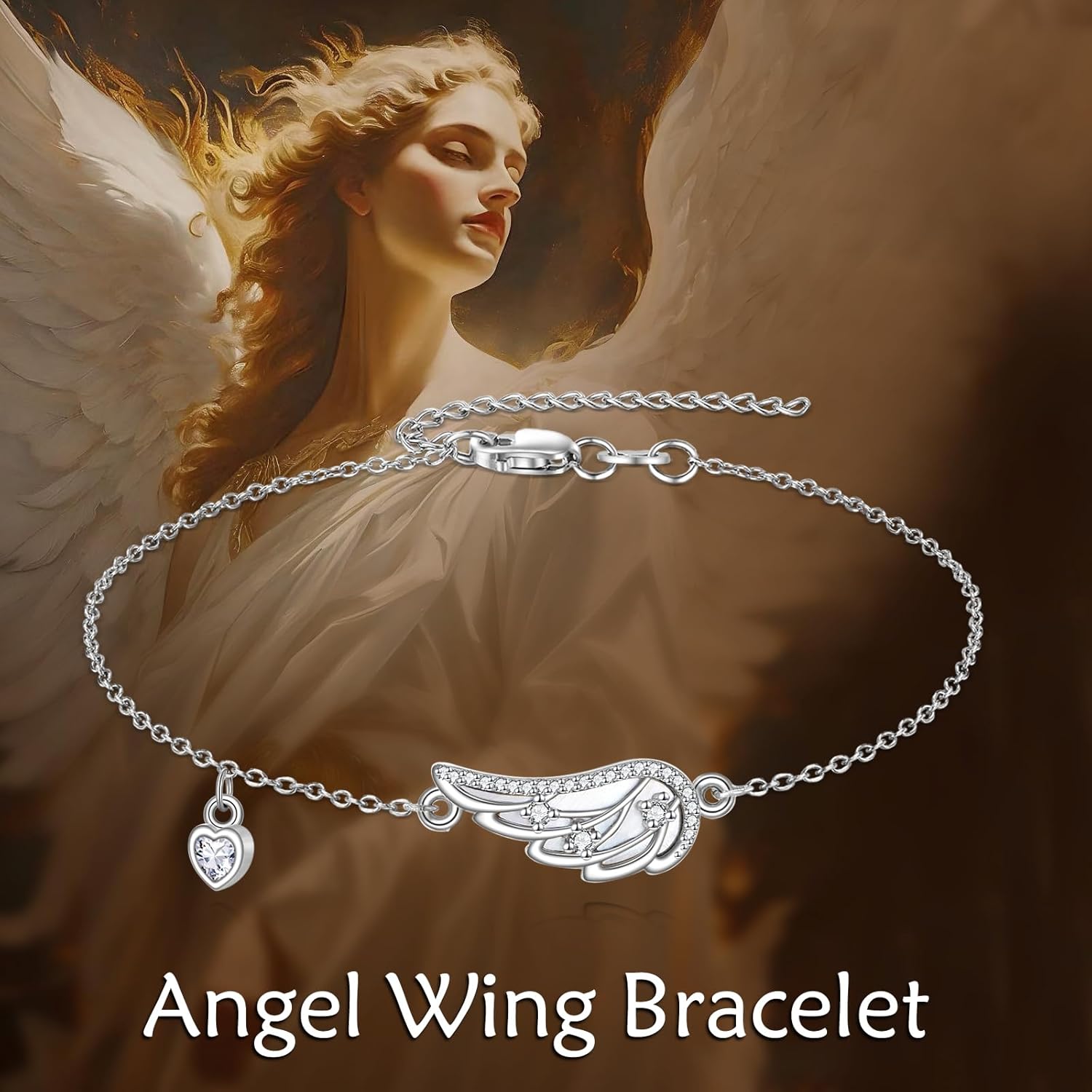 URONE Angel Wing Bracelet for Women 925 Sterling Silver Angel Bracelet Angel Jewelry for Women - Image 6