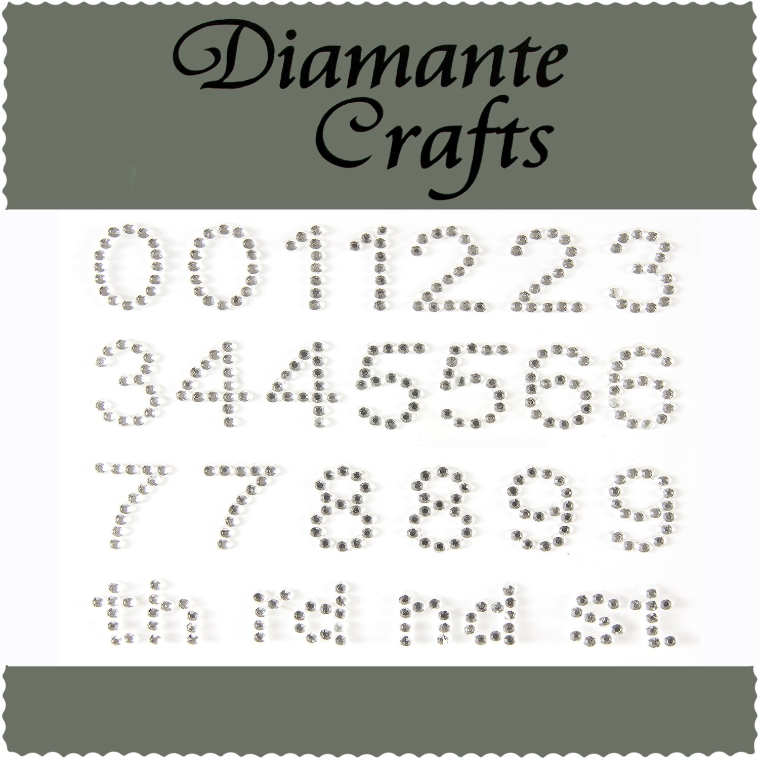 Diamante Crafts Diamante Numbers Self Adhesive Craft Rhinestone Embellishment Gems - created exclusively