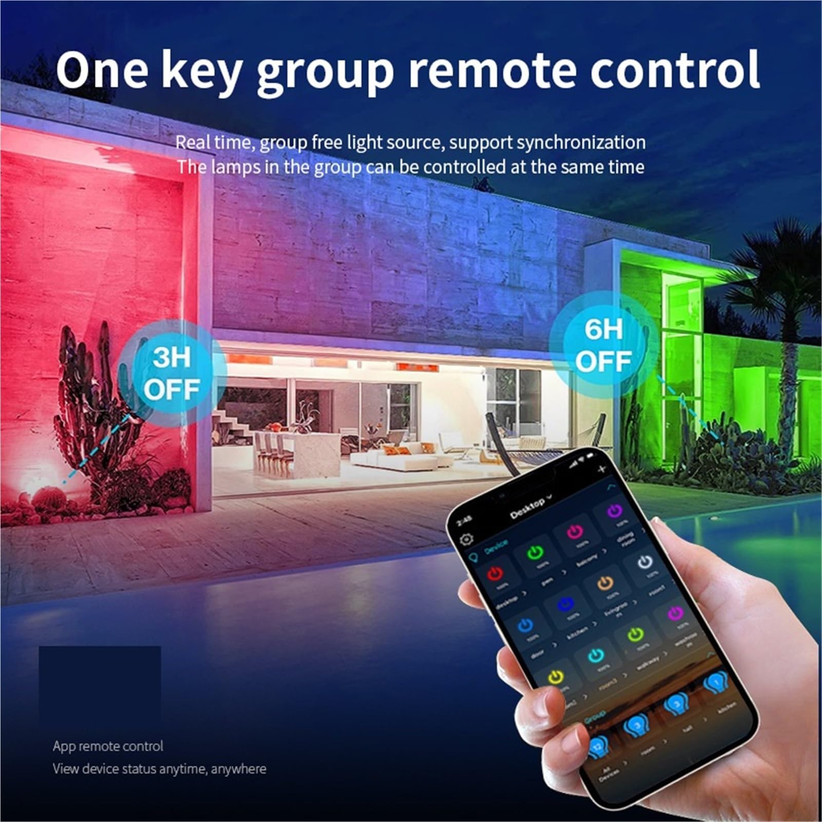 Faretto a LED 2 pezzi LED Flood Light Smart WIFI + Bluetooth RGBCW APP Floodlight Atmosfera da giardino colorata per giardino, cortile, garage, strade(50W)