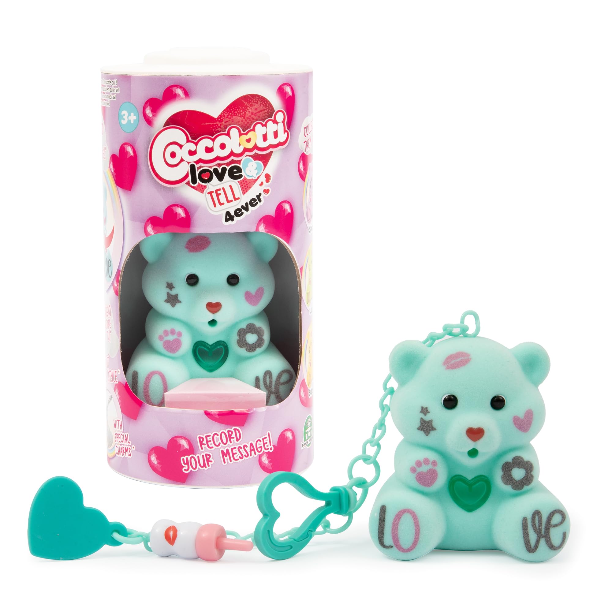 Coccolotti Love & Tell 4Ever Happy, Talking Plush Toy with Recordable Voice Message, Unique Gift and Keepsake for Kids, Friends, Family and Special Occasions, Aquamarin