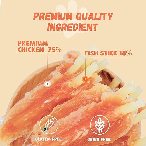 Miniatura 3 de Pawmate Dog Treats - Palitos de bacalao envueltos tiernos en pollo, sin piel cruda, con alto contenido de proteínas, bocadillos de entrenamiento