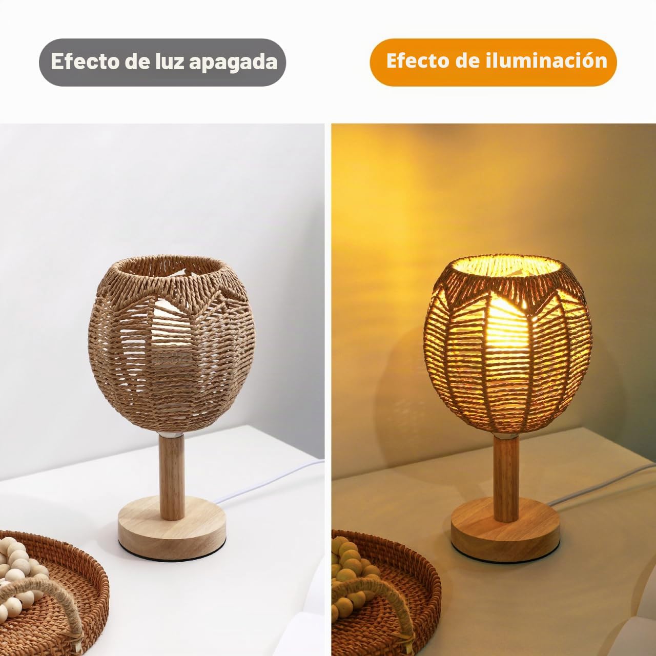 Angoily Pantalla Lampara RatáN Juego De 3 Pantallas De LáMpara Tejidas a Mano De RatáN Retro Cubierta De Araña Para LáMparas Colgantes De Interior Estilo Moderno Para Sala Y Comedor Techo Mesa Y Pie