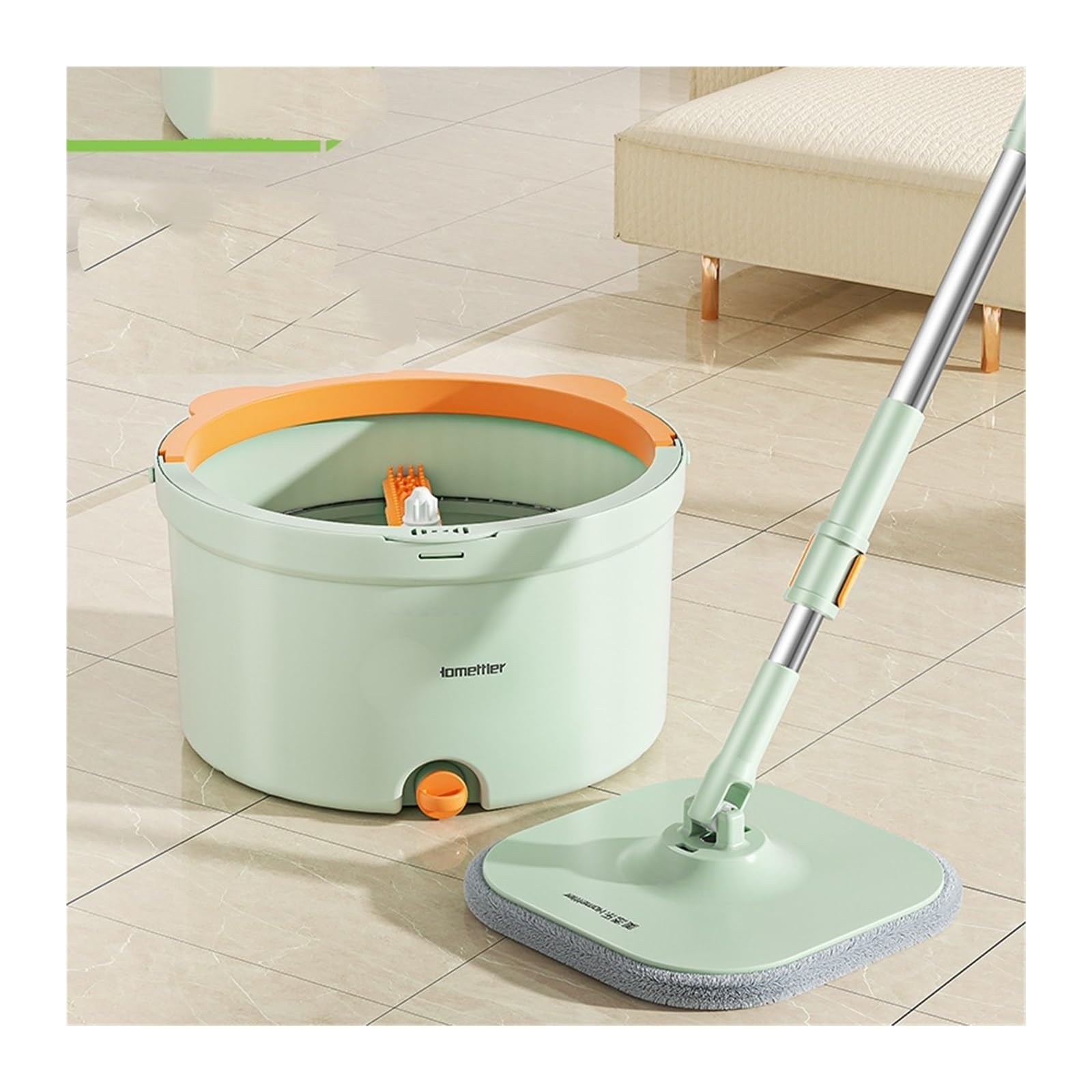 Trapeadores con cubo, baldosas absorbentes de agua y polvo, herramienta de limpieza multifuncional Compatible con cabezales reemplazables for sala de estar del hogar