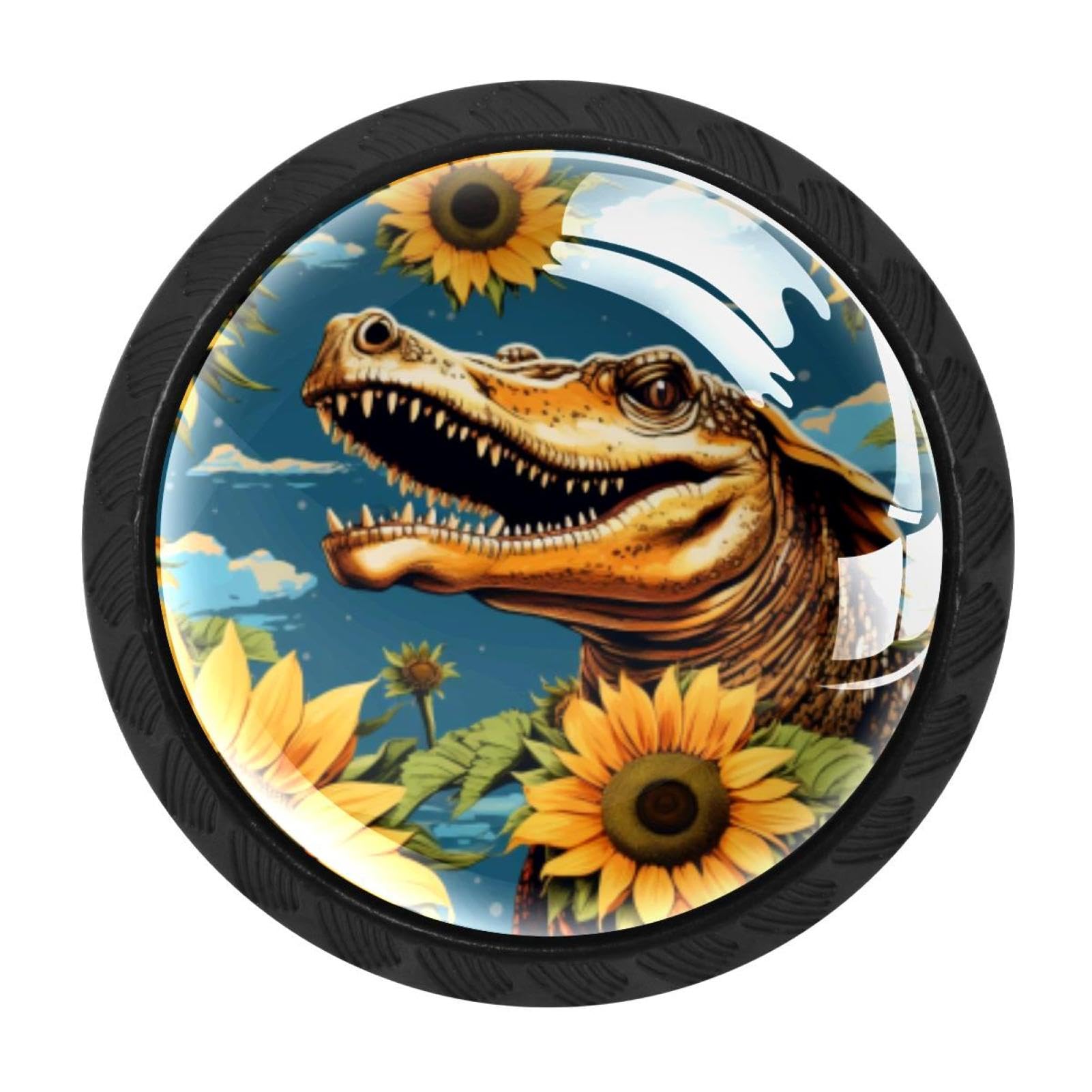 Chenzzzz Multicolored 19 4 Pieces Black Cabinet Pull Handle With Screws,Crocodile Starry Sunflower Kitchen Knobs, Hardware For Cupboard Drawer Dresser