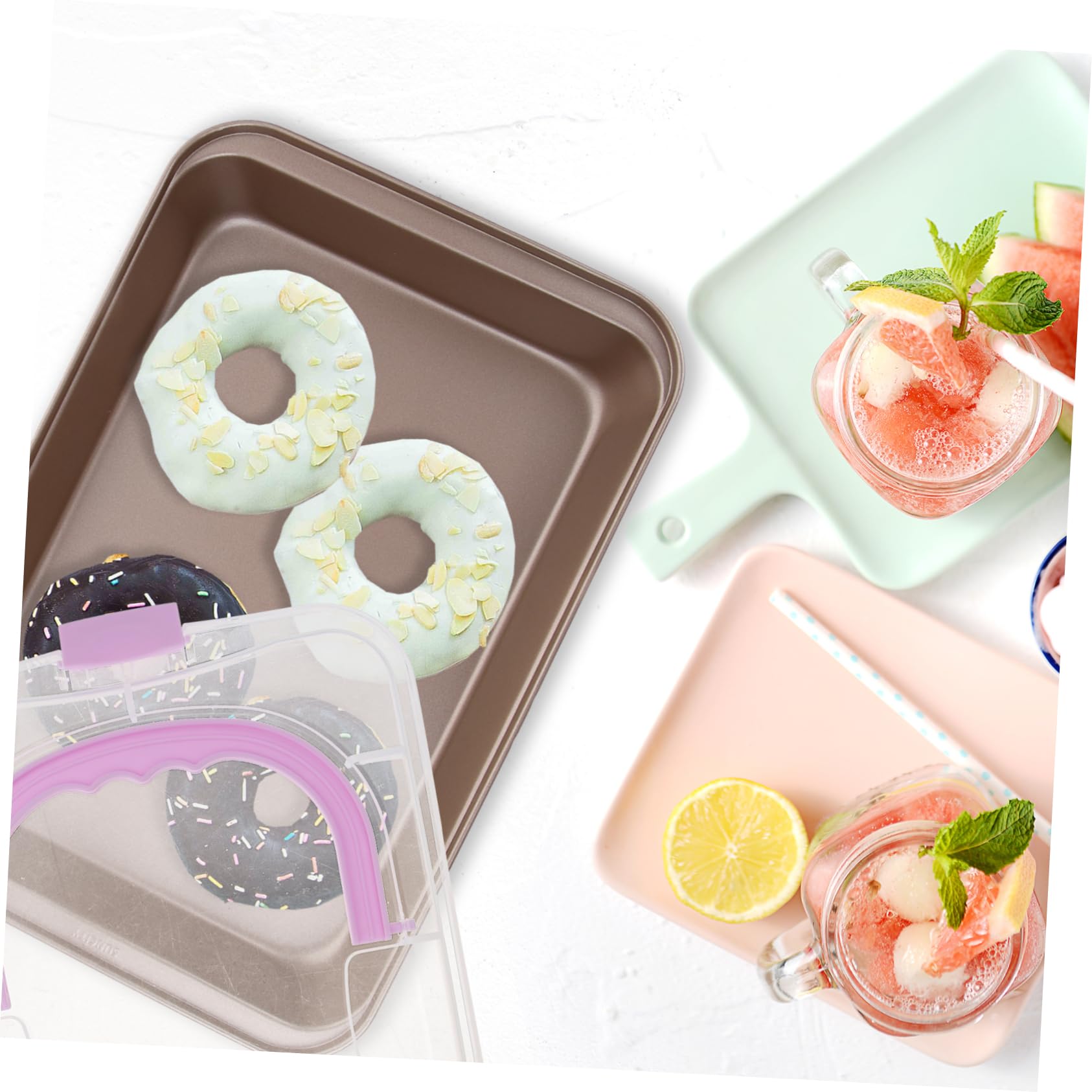 MAGICLULU Moule à Gâteau Rectangulaire avec Couvercle, Surface Antiadhésive, Acier au Carbone, pour Transport de Gâteaux, la Cuisine et Pâtisserie, Moule Cercle Patisserie