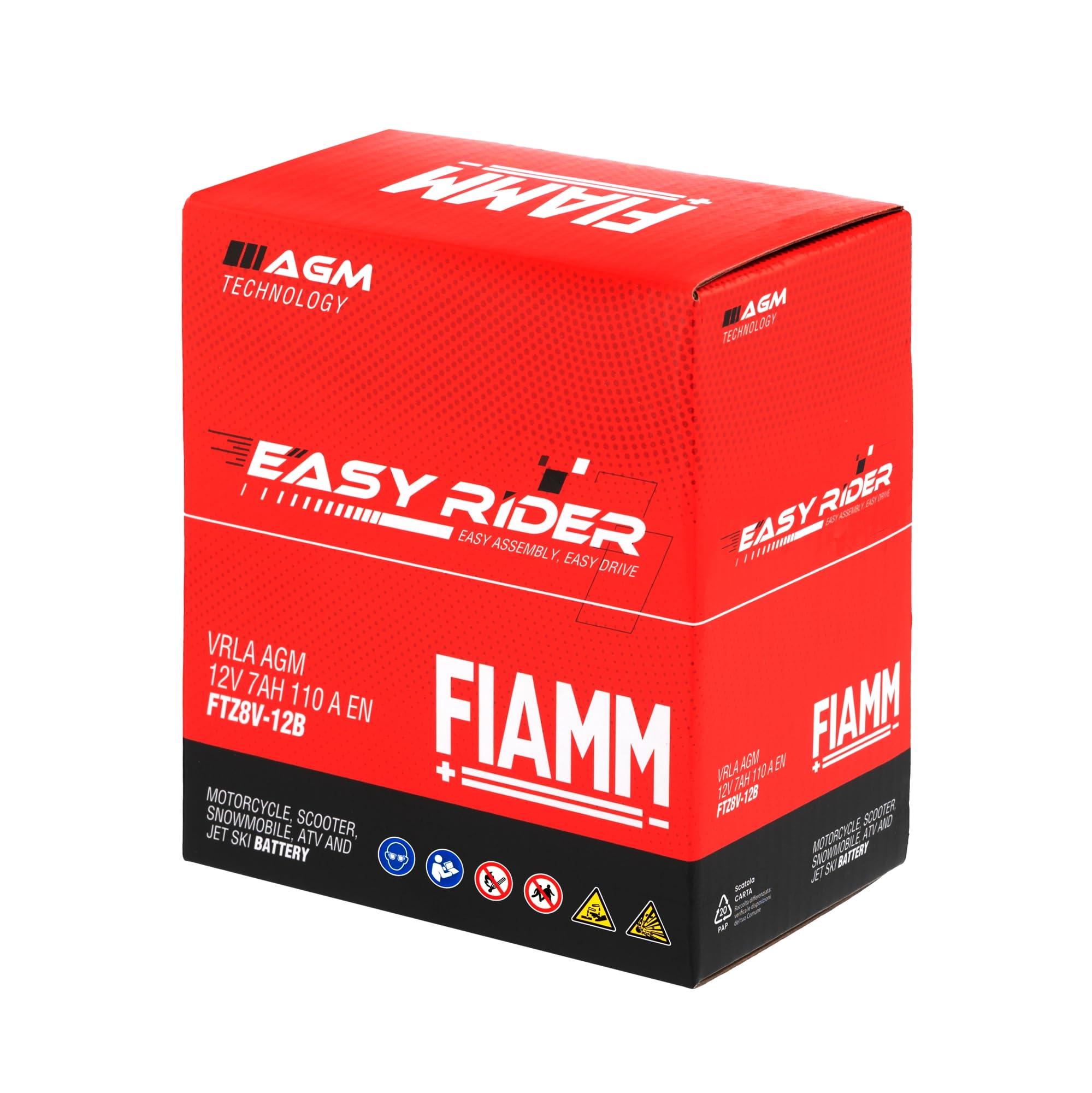 Fiamm Batteria Moto Scooter FTZ8V-12B 7AH 110A AGM Technology, Senza Manutenzione, Già Carica