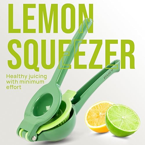 Miniatura 74 de Exprimidor de limón de alta calidad Zulay de metal de alta calidad – Exprimidor manual de prensa de cítricos amarillo & verde