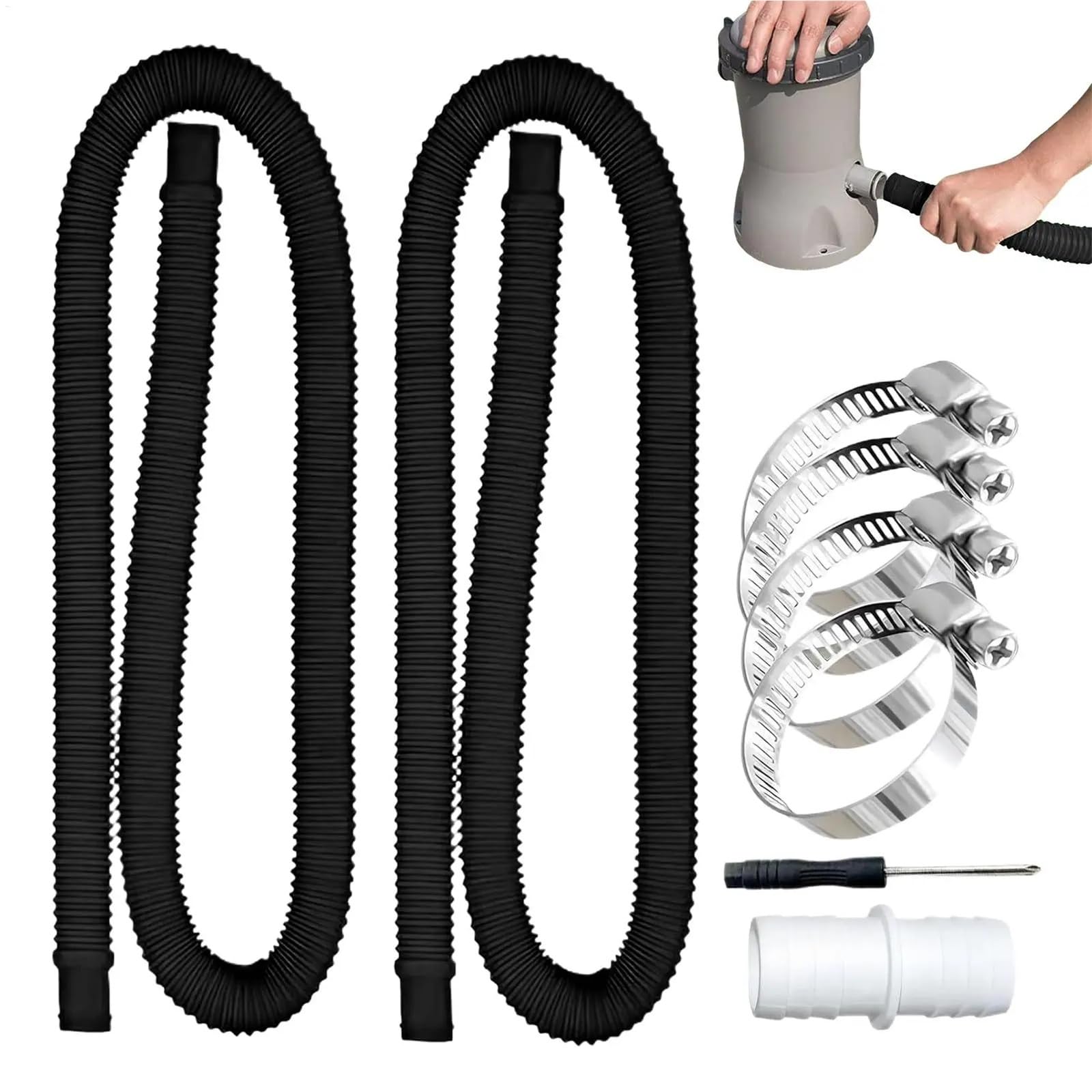 Tuyaux de piscine robustes 32 mm, ensemble tuyaux en pouces, pièces et accessoires for spas, for le drainage des eaux usées nettoyage à contre-courant été Pour pompe, flexible pour eau