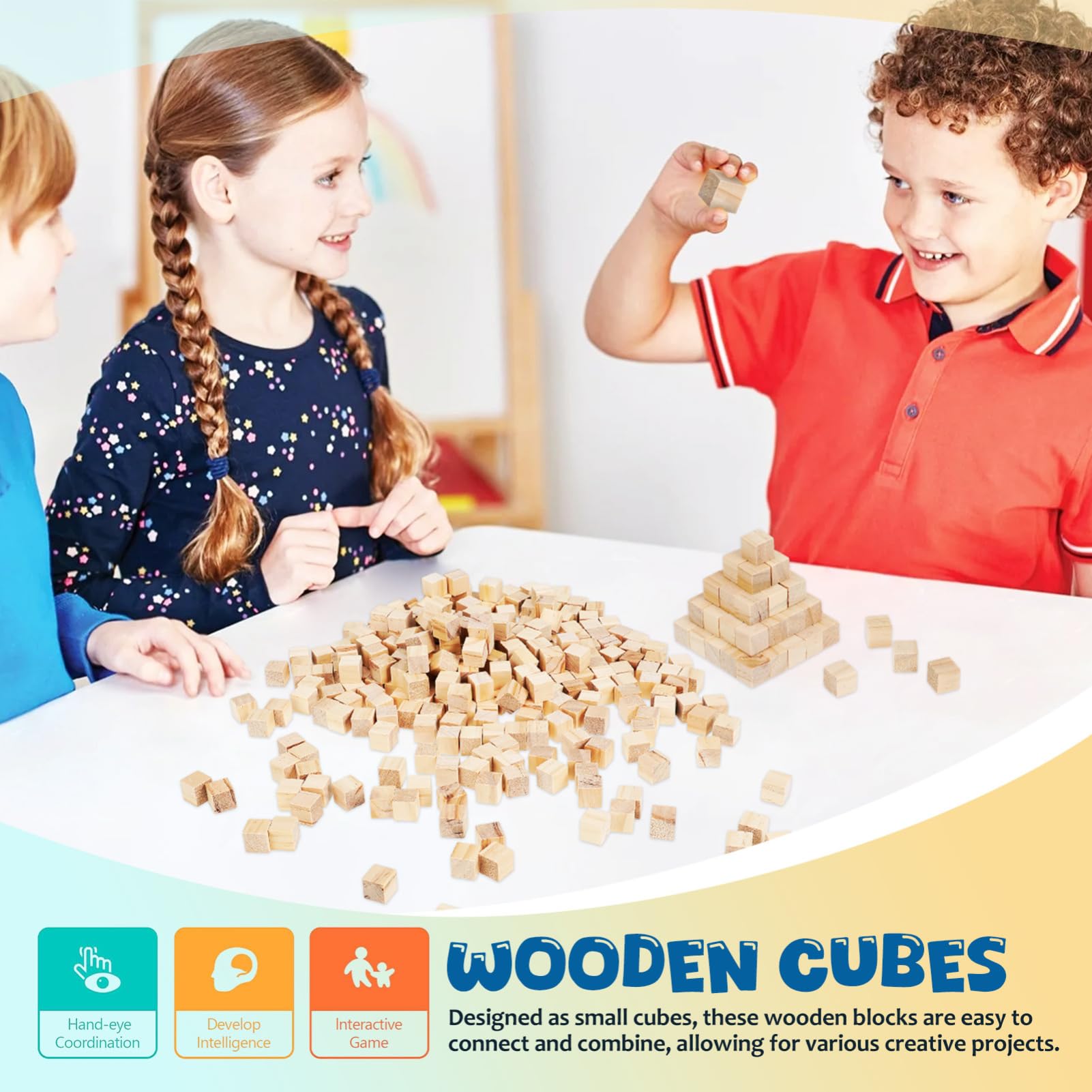 Holzwürfel 300 Stück Kleine Holzklötze für Bastelarbeiten