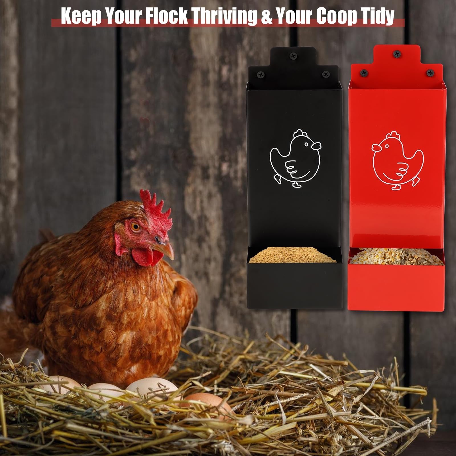 Comedero para aves de corral con diseño automático y montado en la pared, de hierro, para pollitos y aves de corral pequeñas aves de corral para pollos