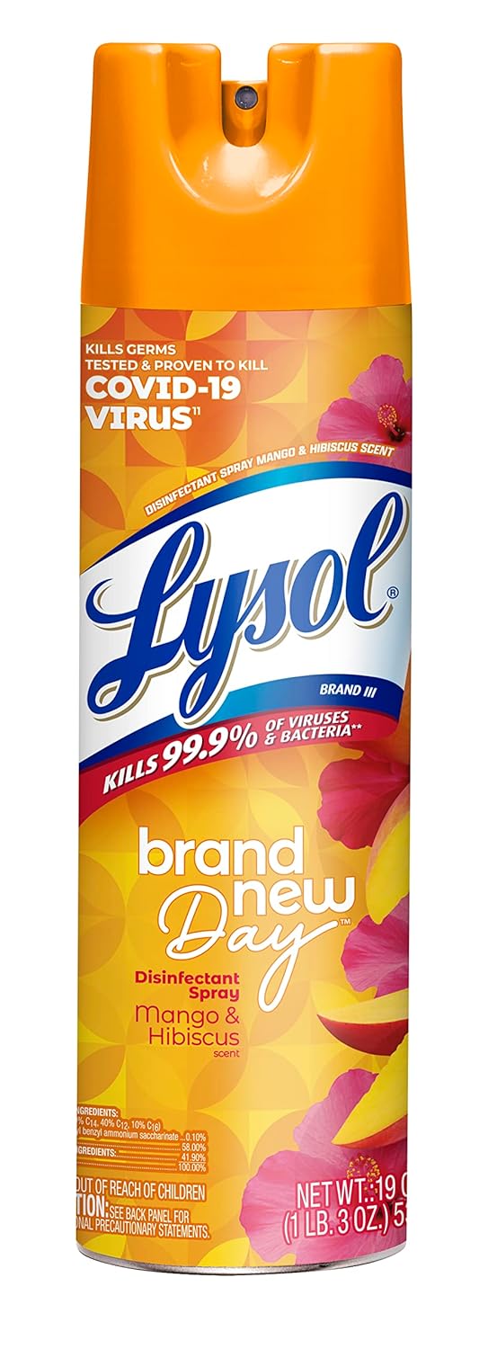 Lysol Disinfectant Spray Sanitizing and Antibacterial Spray For Disinfecting and Deodorizing Mango Hibiscus Scent 19 Fl Oz