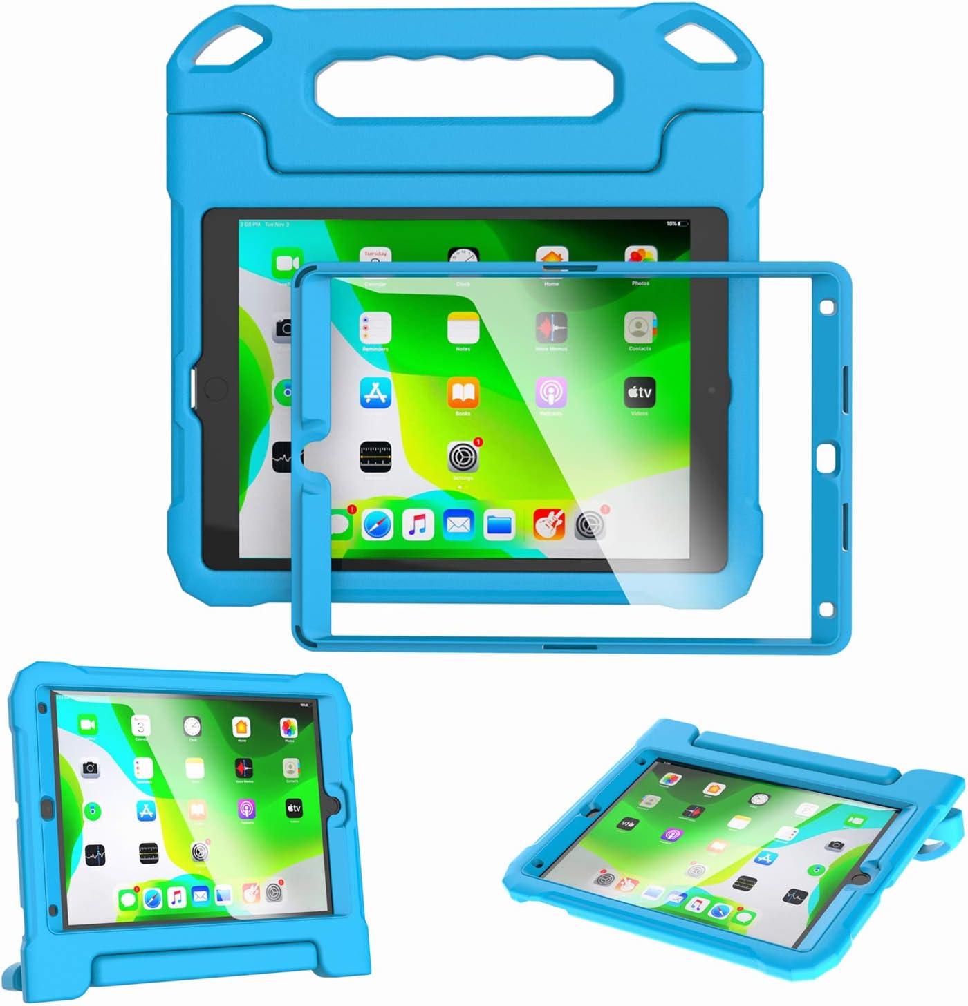 Kids Case for iPad 10.2" 9th/8th/7th Generation 2021/2020/2019 - with Built-in Screen Protector, Shockproof Lightweight Handle Stand Kids Case for iPad 10.2" 2021 Latest Tablet Cover (Blue)