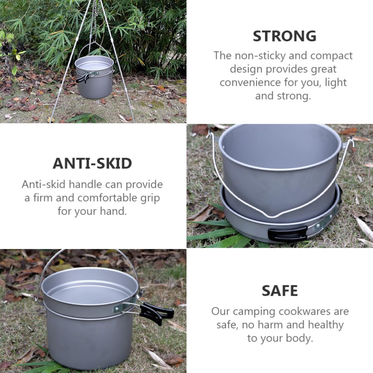 Juego de Ollas para Acampar de Aluminio para 5-6 Personas