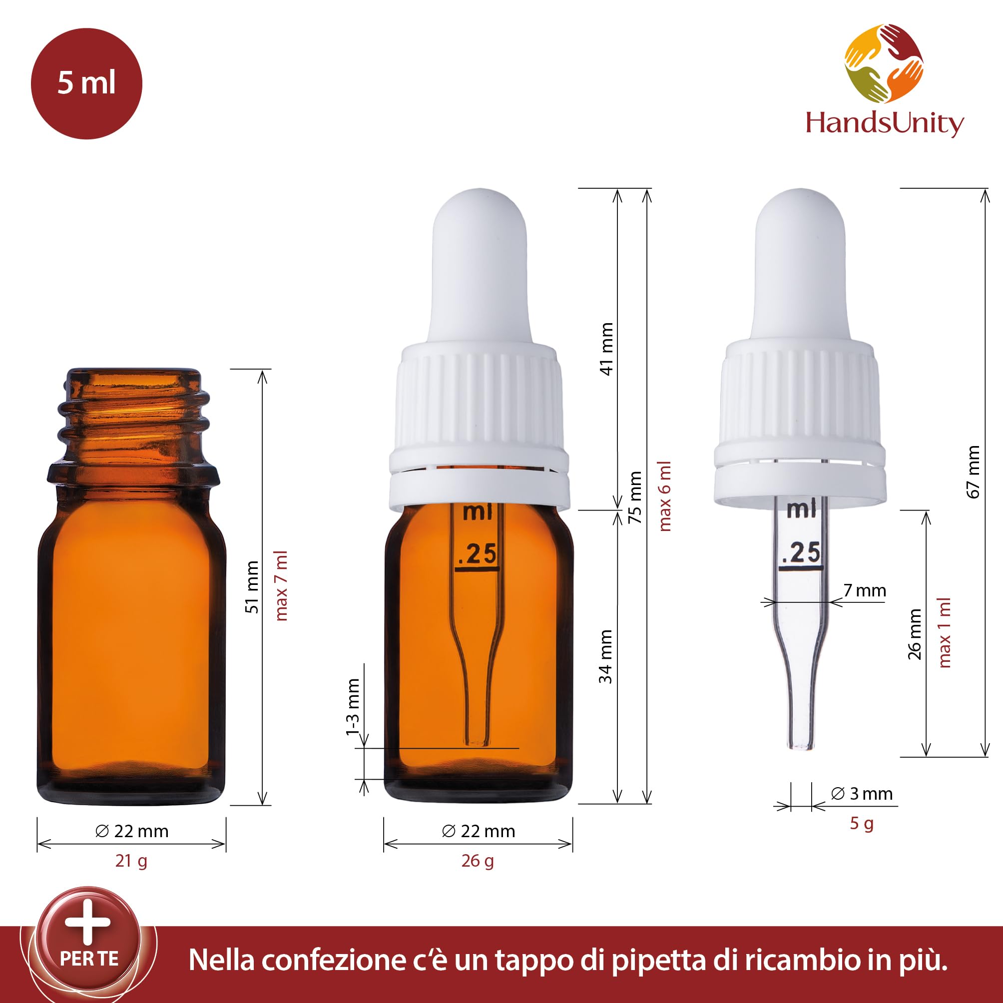 Set 12 Bottigliette Vetro Ambrato 50ml Con Pipetta - Ideale Per Laboratorio, Farmacia - Foto 10