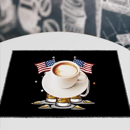 Miniatura 7 de Beer American Flag Placemats Set of 6 Resistant Table Mats Washable Place Mats for Dinner Party Table Decoration