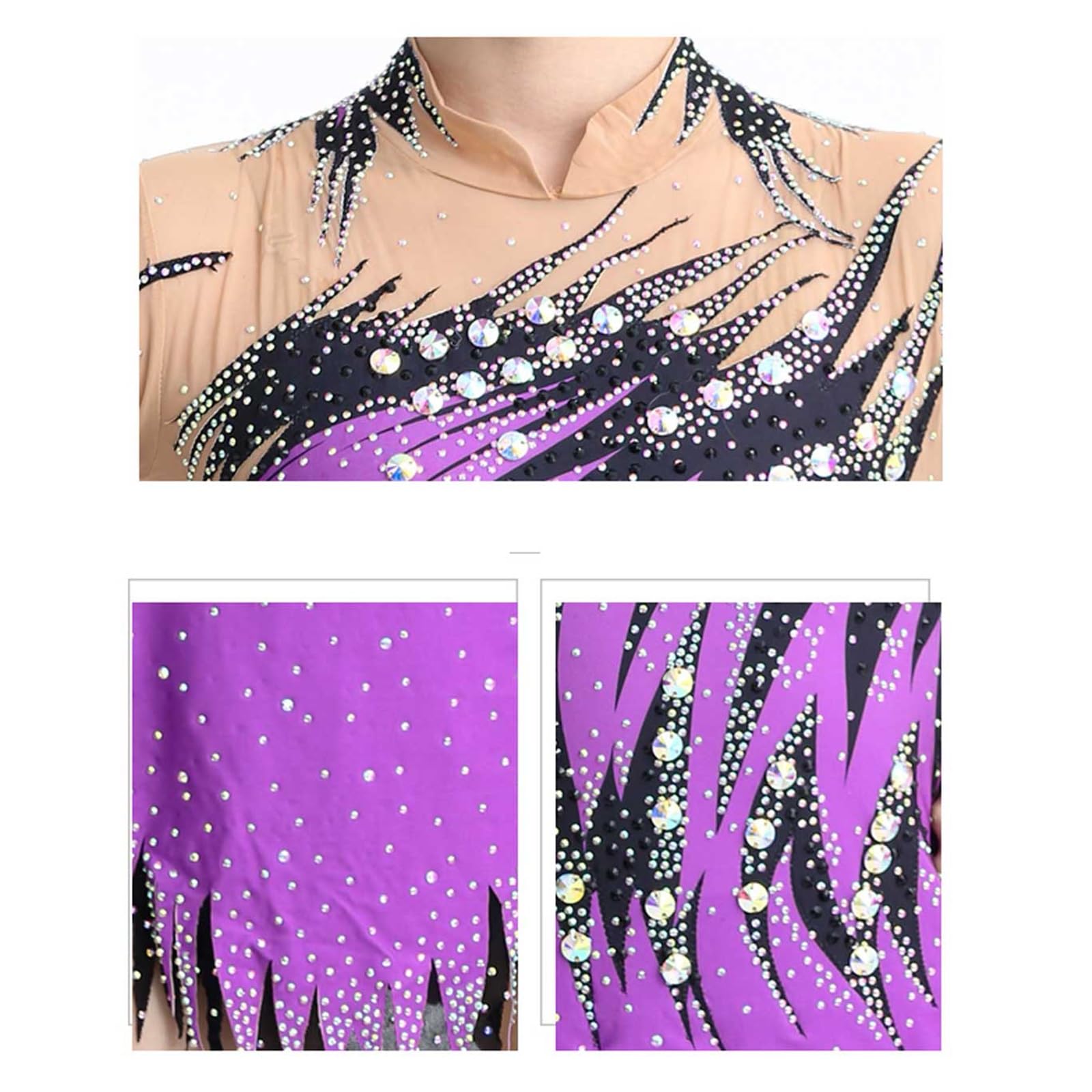 Maillot De Gimnasia Rítmica for Niñas Y Mujeres, Traje De Gimnasia De Manga Larga For Práctica Y Competición