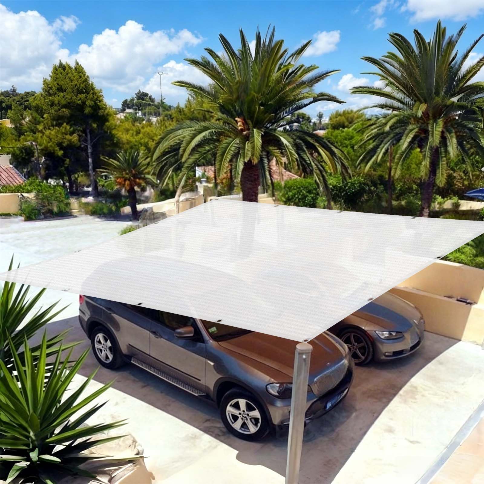 Voiles d'ombrage avec 95% protection UV tissu respirant blanc 155 x 485 cm pour patio