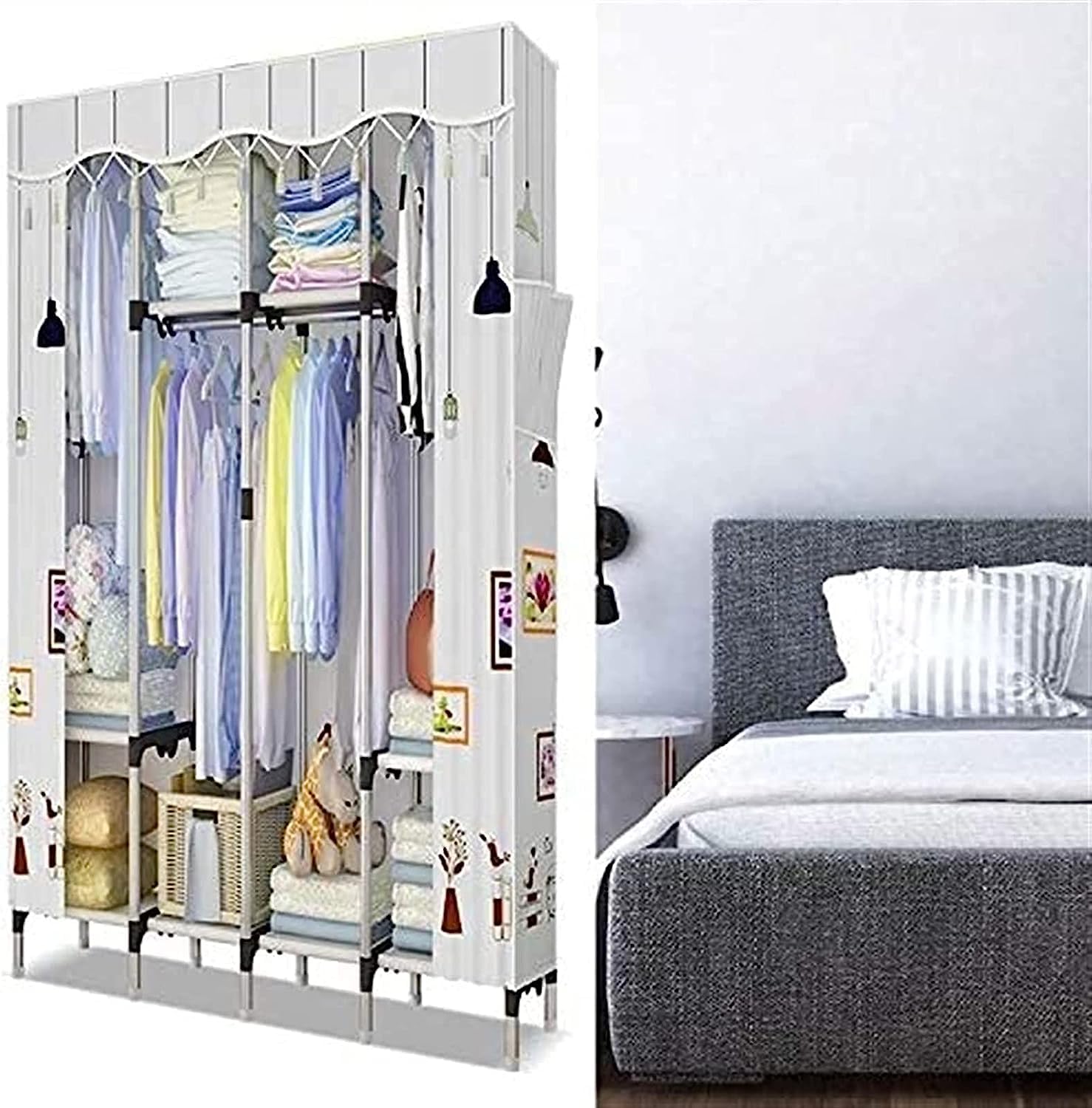 Armadio Spogliatoio Armadio Combinato Assemblaggio Economico Armadietto per Camera da Letto Semplice Risparmio di Spazio Camera Letto Dormitorio