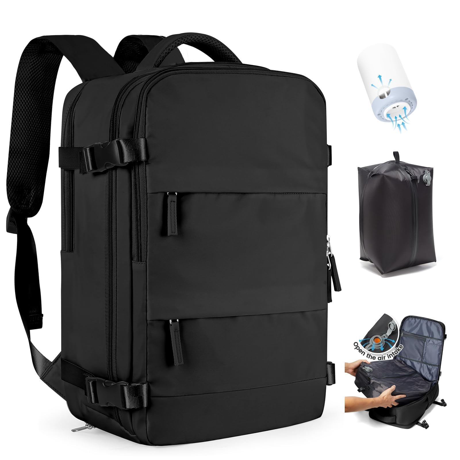 SZLX Zaino Ryanair 40x30x20 Sottovuoto con Pompa Zaino Ryanair 40x20x25 Donna Zaino da Viaggio Wizzair Bagaglio a Mano Uomo per Laptop da 14 Pollici Borse da Cabina 45x36x20 Easyjet con Porta Scarpe