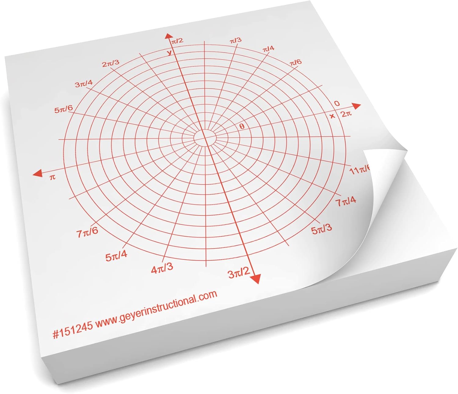 Amazon.com : Polar Circle with Radians, Graphing Post-It Notes, 4 packs ...