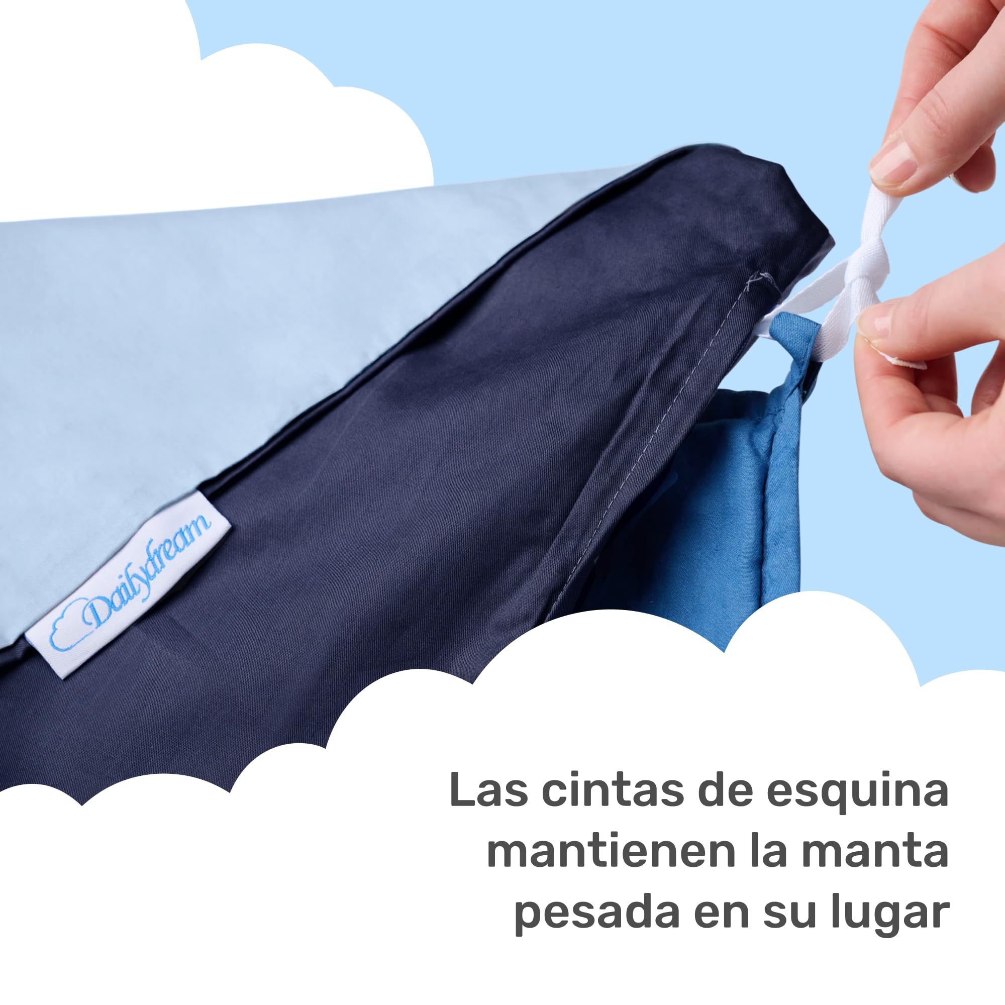 Dailydream Funda para manta de peso para adultos de 135 x 200 cm | bicolor azul | 100% algodón | funda de recambio/funda de repuesto | lavable | transpirable y agradable para la piel | funda para