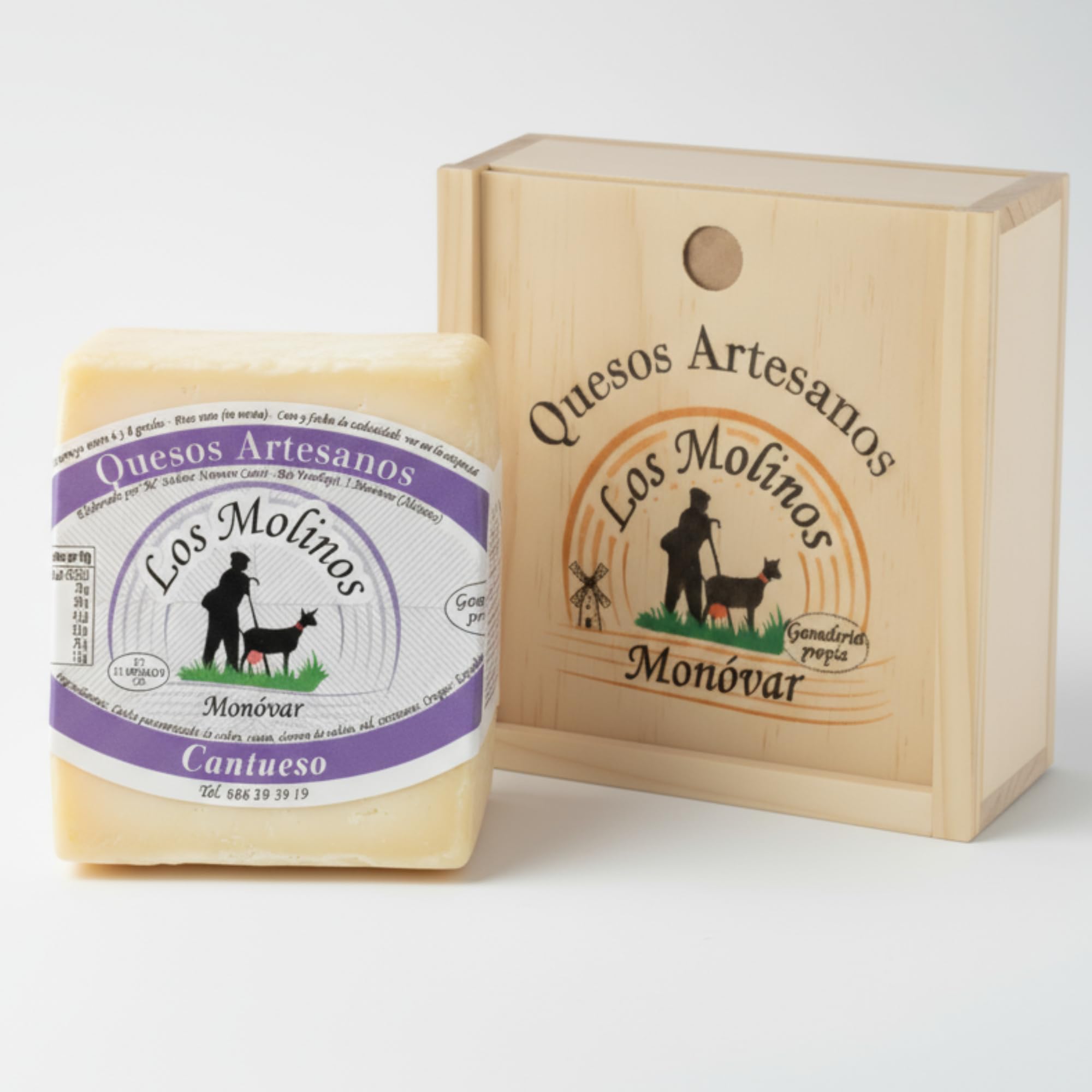 Queso Artesano Cantueso 100% de Leche de Cabra | Queso Gourmet Elaboración Tradicional y Casera con Ganadería Propia | Sabor Único y Natural | Pack Premium Caja de Madera