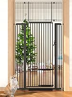 Vista 8 de Puerta extra alta para gatos de 55.11 pulgadas, puerta de 29.5-40.6 pulgadas de ancho con puerta pequeña para gatos, puerta de seguridad