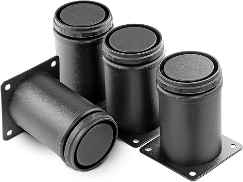 Patas de metal de 3 pulgadas para muebles, patas ajustables de acero inoxidable, patas de metal negro, patas redondas para gabinete de mesa